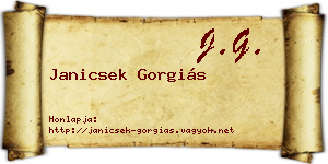 Janicsek Gorgiás névjegykártya